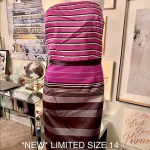 The Limited striped strapless sateen sheath dress